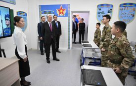 Глава государства посетил специализированную военную школу-интернат в Таразе