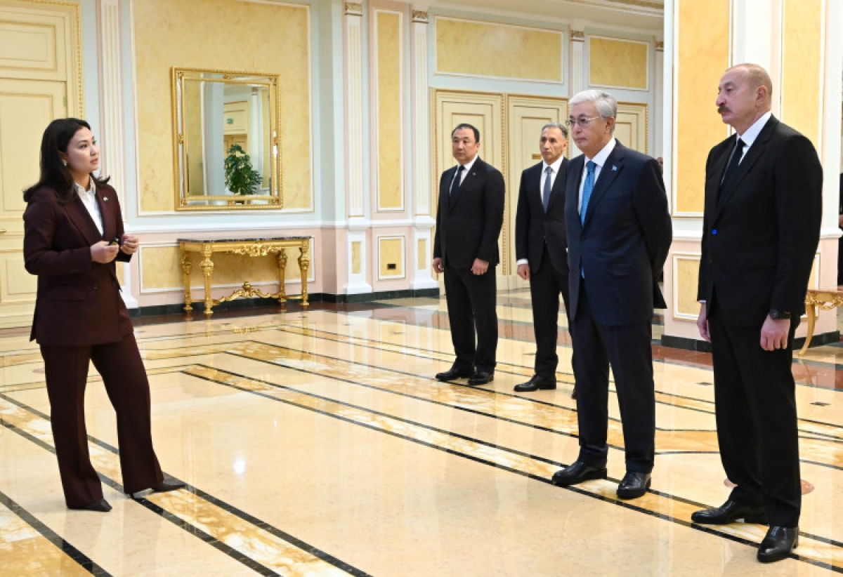 Касым-Жомарту Токаеву и Ильхаму Алиеву презентовали проект «Развитие Среднего коридора»